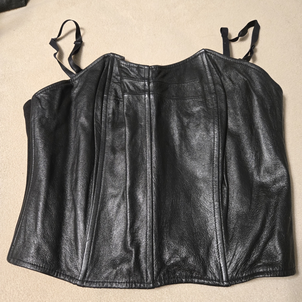 Wilsons Leather Black Leather Corset-Style Camisole